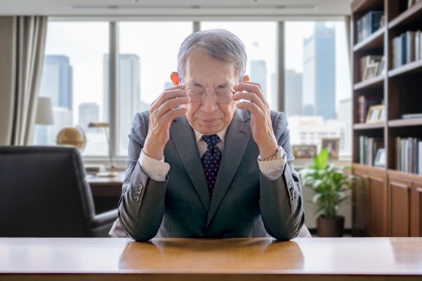 悩む高齢のビジネスマン